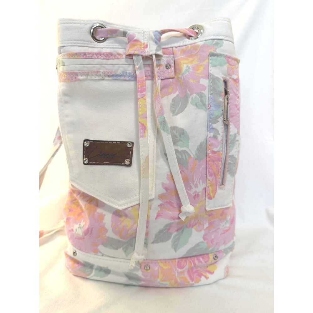 Upcycled pink flowered  Bucket Bag – Handmade and upcycled denim
